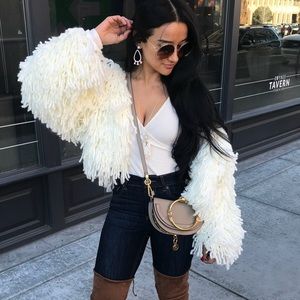 White shaggy cardigan/jacket